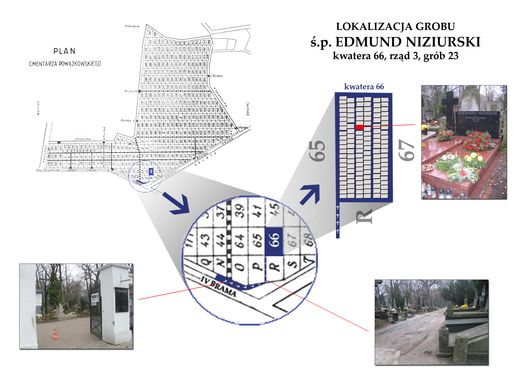 Lokalizacja grobu ś.p. Edmund Niziurski / kwatera 66, rząd 3, grób 23